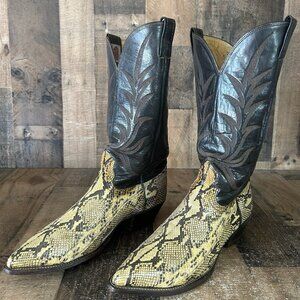 Nocona Vintage Snakeskin Western Cowboy Boots Mens 9.5 EE